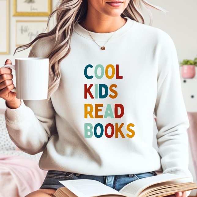 Coole Kinder lesen Bücher bunt Sweatshirt (Von Creator hochgeladen)