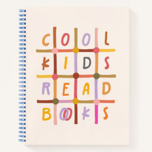 Coole Kinder lesen Bücher Farbige Grid Typo Notizb