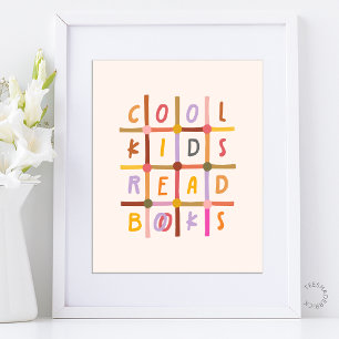 Coole Kinder lesen Bücher Farbige Raster-Typografi Poster