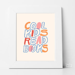 Coole Kinder lesen Bücher Farbige Retro-Typografie Poster