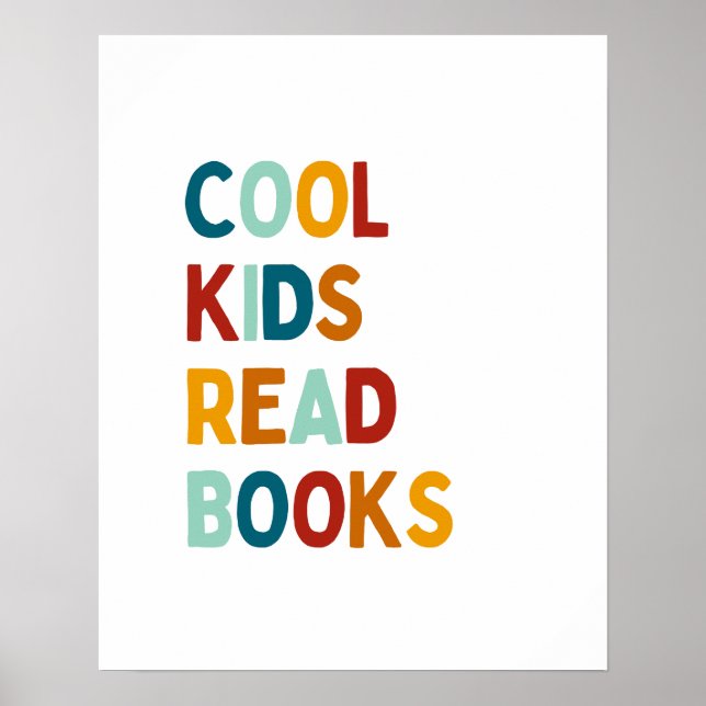 Coole Kinder Lesen Bücher farbiges Poster (Vorne)