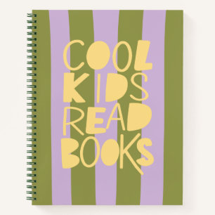 Coole Kinder lesen Bücher Lila Oliven-Typo-Notizbü