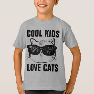 COOLE KINDER LIEBEN KATZEN Jungen Katze T-Shirts
