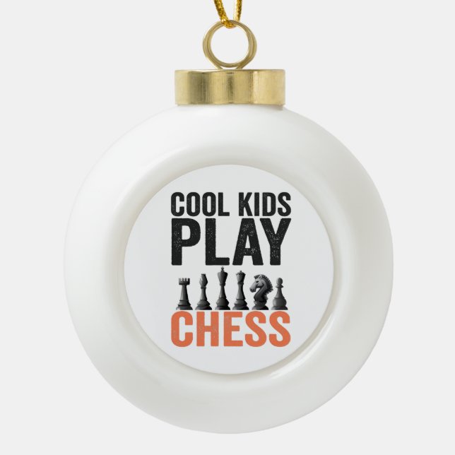 Coole Kinder spielen Schach Funny Schach Board Lie Keramik Kugel-Ornament (Vorderseite)