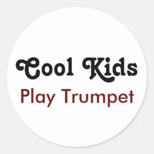 Coole Kinder spielen Trumpet Runder Aufkleber