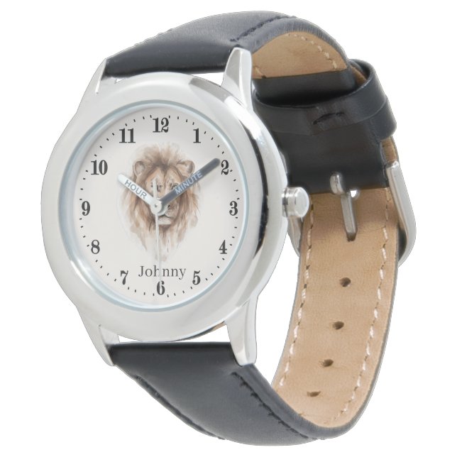 coole Kinder unisex Löwe Armbanduhr (Schrägansicht)