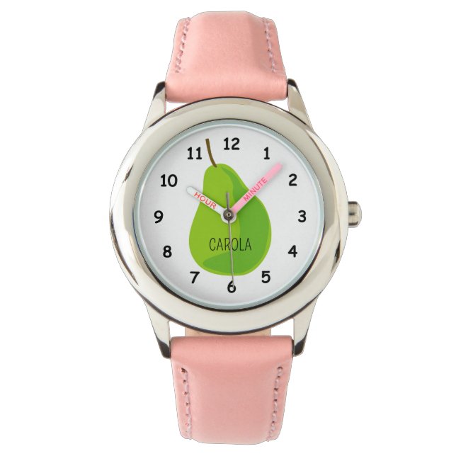Coole Kinderuhr zeichnend mit grüner Birne Armbanduhr (Vorderseite)
