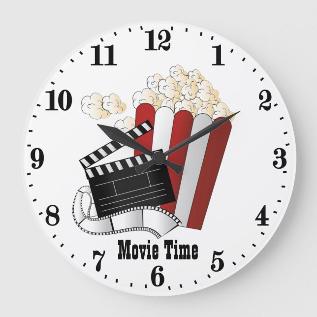coole Kinozeit Popcorn Große Wanduhr (Vorderseite)