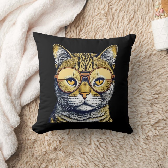 Coole Kitty Cat mit Brille Kissen (Decke)