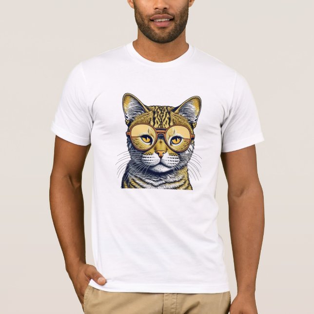Coole Kitty Cat mit Brille T-Shirt (Vorderseite)