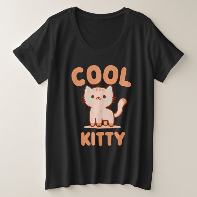 Coole Kitty Große Größe T-Shirt (Design vorne)