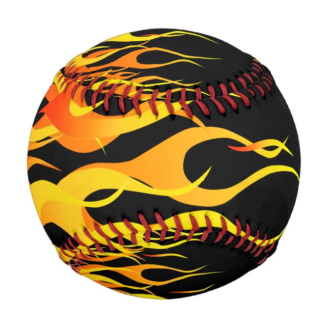 Coole klassische Racing-Flammen auf schwarz Baseball (Rückseite)