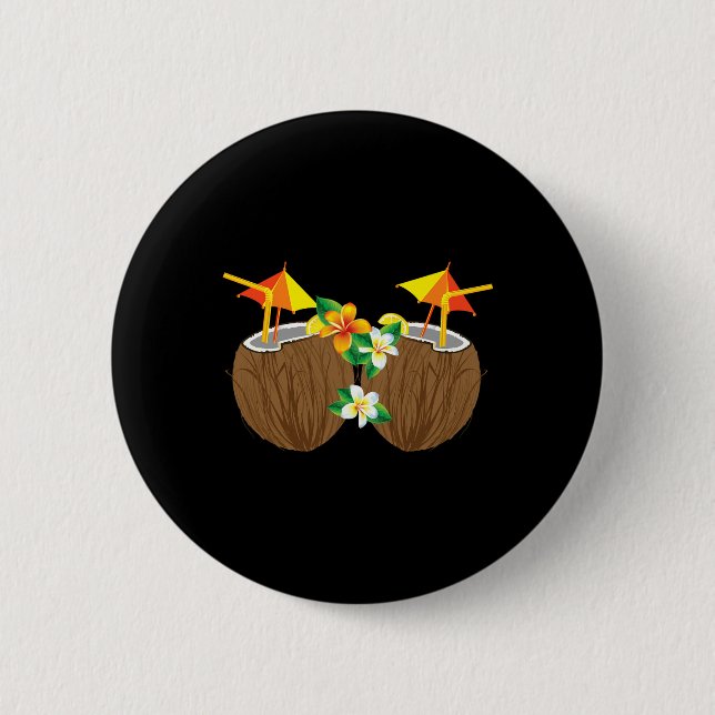 Coole Kokosgetränke Brust Funny Palm Tree Juice D Button (Vorderseite)