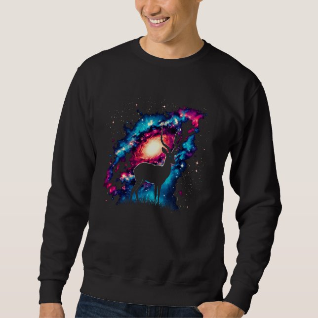 Coole kosmische Impala Galaxy Grafik Kunst Sweatshirt (Vorderseite)