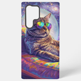 Coole kosmische Katze in Regenbogensonnenbrille Samsung Galaxy Hülle