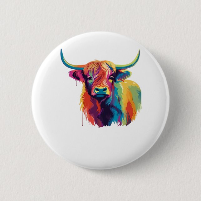 Coole Kuh im Wiesenklassik-T - Shirt Button (Vorderseite)