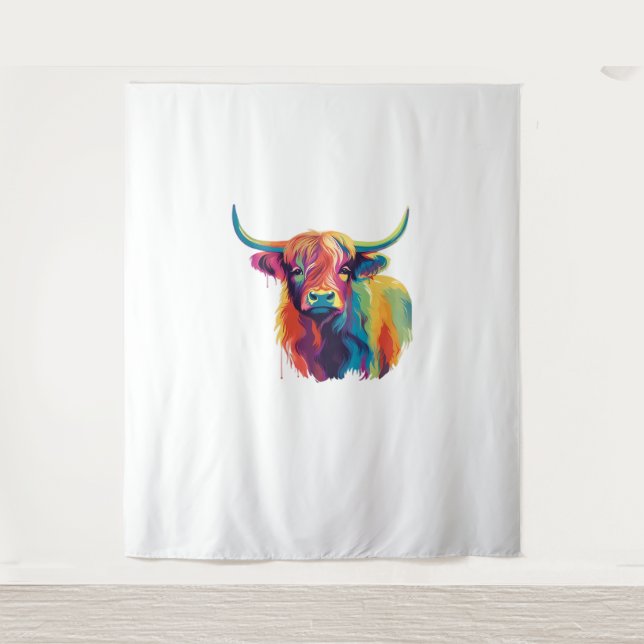 Coole Kuh im Wiesenklassik-T - Shirt Wandteppich (Vorderseite)