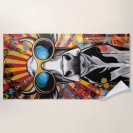 Coole Kuh mit Sonnenbrille Pop-Art-Graffiti-Stil Strandtuch