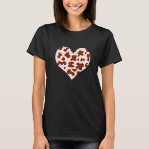 Coole Kuh Print Heart Brown Tan Rancher Cattleman T-Shirt