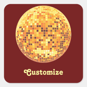 Coole kundenspezifische Retro goldene Quadratischer Aufkleber