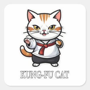 Coole Kung-Fu-Katze-Aufkleber Quadratischer Aufkleber