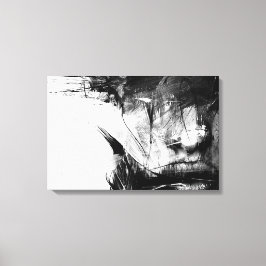 Coole Kunst Abstrakte Schwarz-weiße Gesichtshymne Leinwanddruck