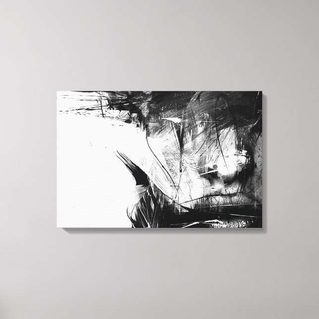 Coole Kunst Abstrakte Schwarz-weiße Gesichtshymne Leinwanddruck (Vorderseite)