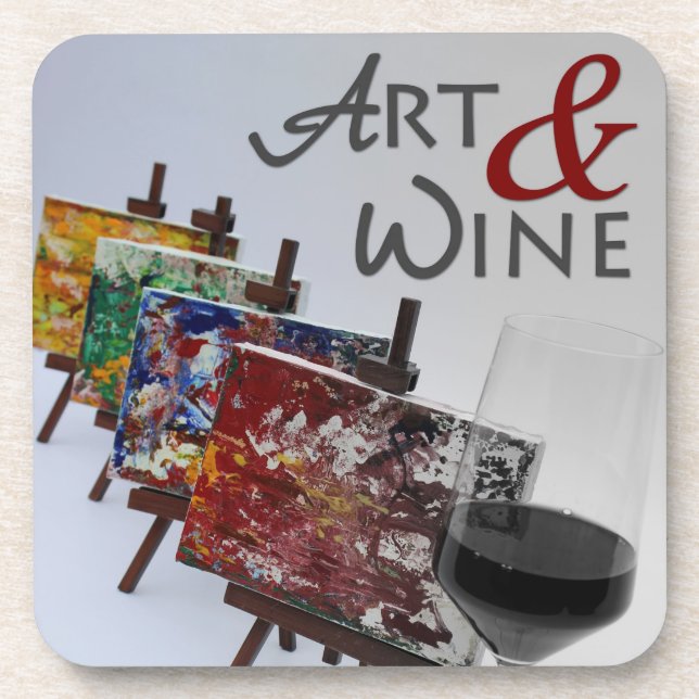 Coole Kunst & Wein Untersetzer Set! (Vorderseite)