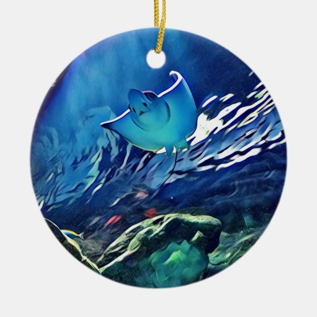 Coole künstlerische Unterseite von Stingray Keramikornament (Vorne)