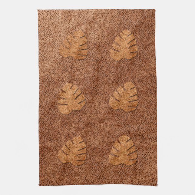 Coole Kupfer Textur Monstera Blätter Handtuch (Vertikal)