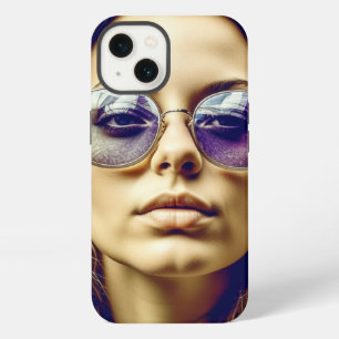 Coole Lady mit Spiegelung in ihrer Sonnenbrille iPhone Hülle