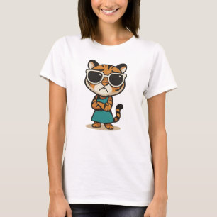 Coole Lady Tiger mit Shades-T - Shirt