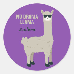 Coole Lama-Name- u. -farbaufkleber Runder Aufkleber