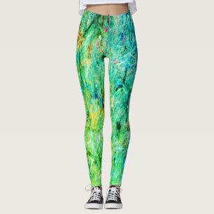 coole Leggings mit blauem Farbdruck