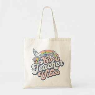 Coole Lehrer Vibes Retro Regenbogen Vogel Tragetasche