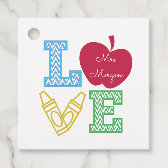 Coole Lehrerin farbenfrohe Liebe Skript-Monogramm Geschenkanhänger (Vorderseite)