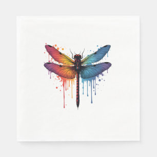 Coole Libelle auf farbenfroh gemalt Drachenfliege Serviette