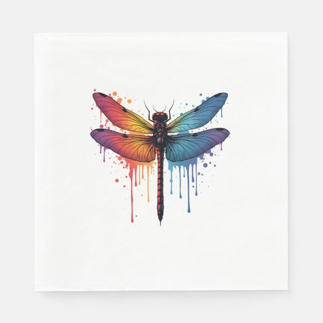 Coole Libelle auf farbenfroh gemalt Drachenfliege Serviette (Vorderseite)