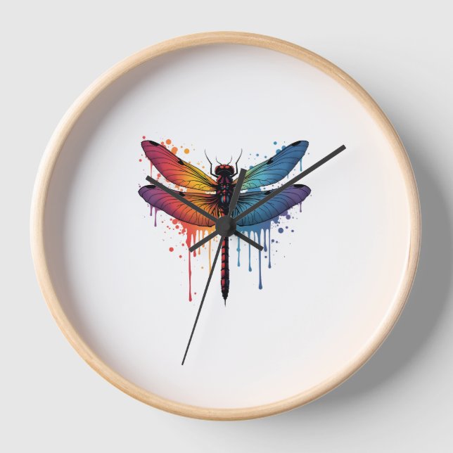 Coole Libelle auf farbenfroh gemalt Drachenfliege Uhr (Vorderseite)