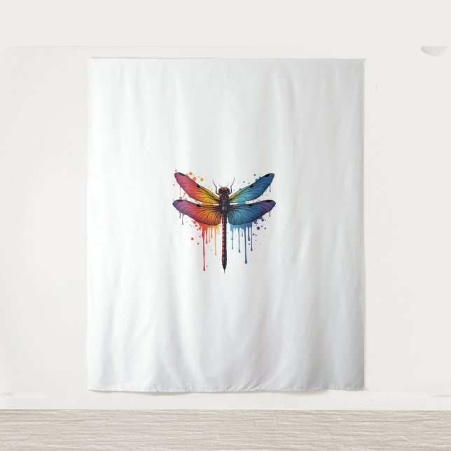 Coole Libelle auf farbenfroh gemalt Drachenfliege Wandteppich (Vorderseite)