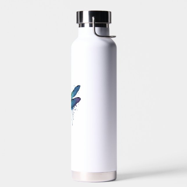 Coole Libelle auf farbenfroher gemalter Libelle Trinkflasche (Links)