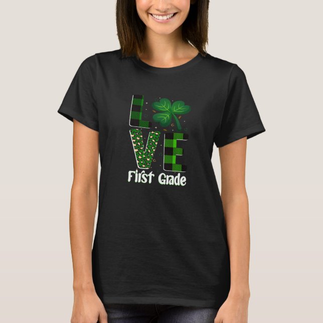 Coole Liebe First Grade St Patricks Day Kariert Sh T-Shirt (Vorderseite)