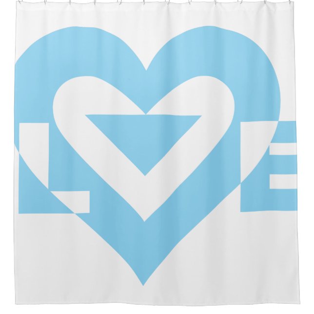 Coole Liebe Grafik, blau Duschvorhang (Vorderseite)