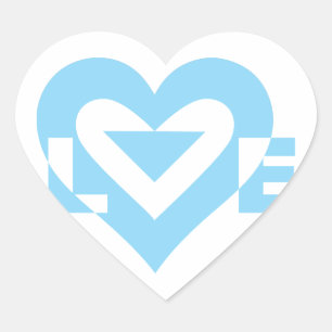 Coole Liebe Grafik, blau Herz-Aufkleber