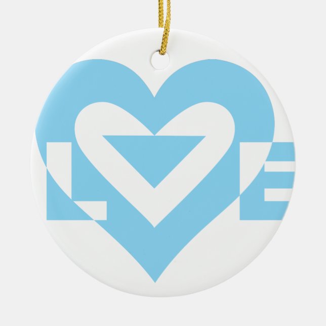 Coole Liebe Grafik, blau Keramik Ornament (Vorne)