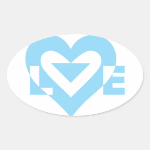 Coole Liebe Grafik, blau Ovaler Aufkleber