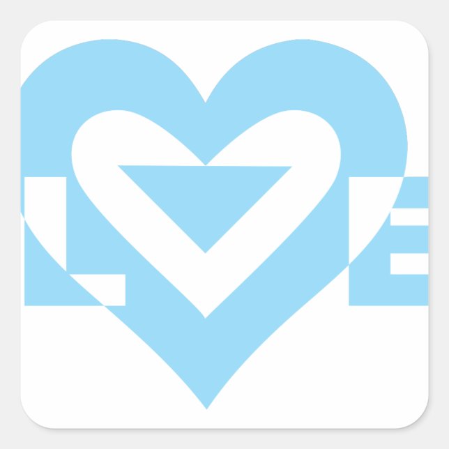 Coole Liebe Grafik, blau Quadratischer Aufkleber (Vorderseite)