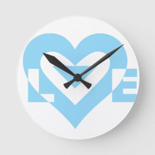 Coole Liebe Grafik, blau Runde Wanduhr