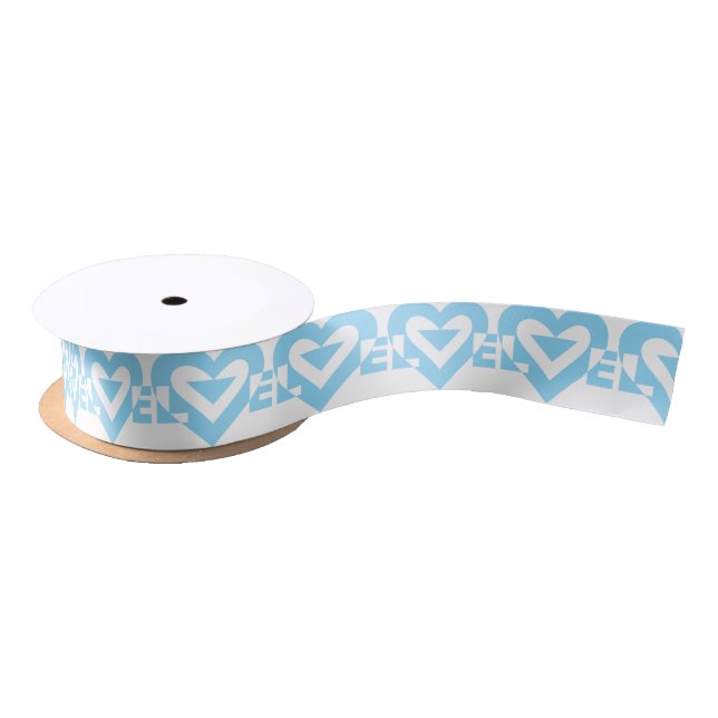 Coole Liebe Grafik, blau Satinband (Spule)