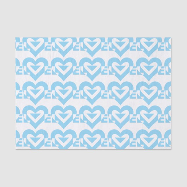 Coole Liebe Grafik, blau Seidenpapier (Vorderseite)
